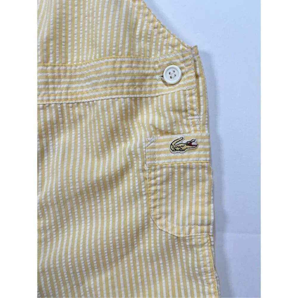 Vintage Izod Lacoste Infant Toddler Seersucker Romper Crocodile Logo Size 2T - Picture 2 of 8